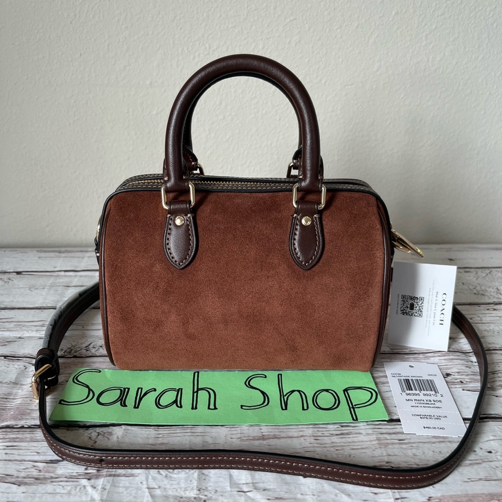 Coach Brown Suede Crossbody with Dark Brown Leather Trim and Gold Hardware - Picture 3 of 14